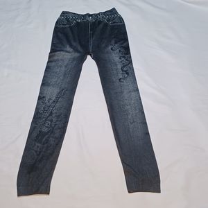 Deepablaze Black Graphic Print Jeggings Size Small